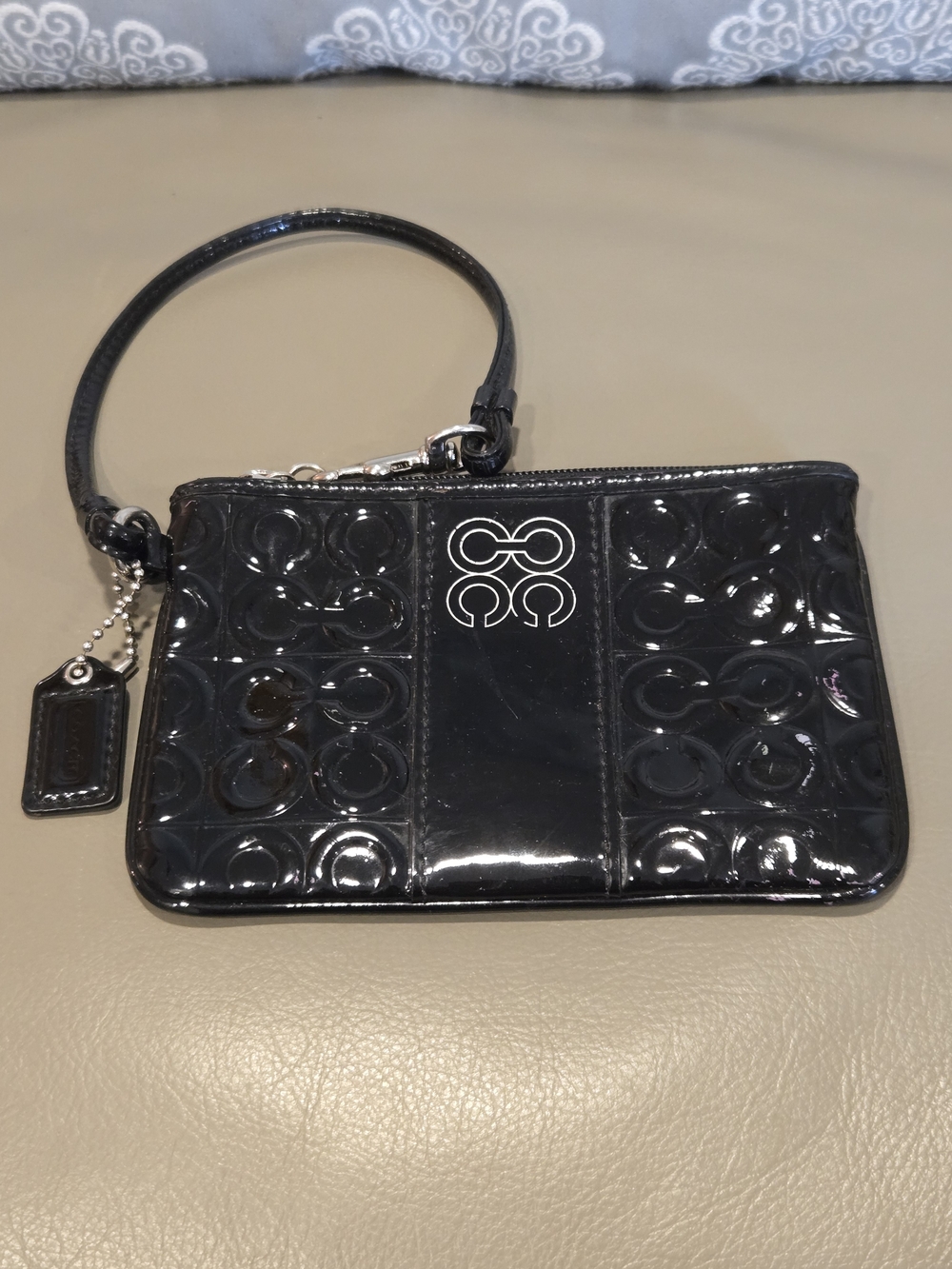 Coach Black Patent Leather Signature Wristlet